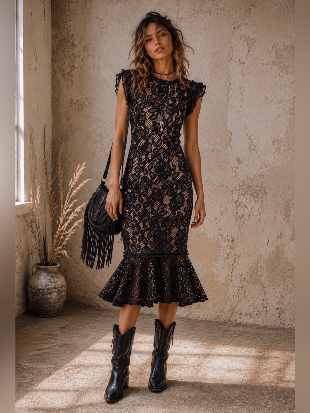 Alexis Kleo Black Midi Dress With